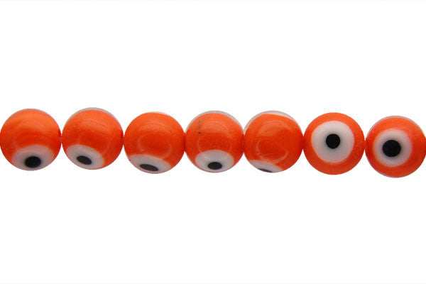 Chevron Glass Bead (Orange) Round Eye
