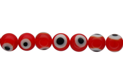 Chevron Glass Bead (Red) Round Eye