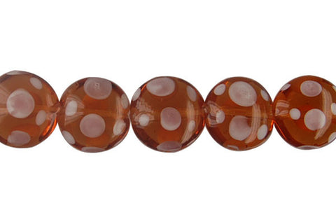 Art Foil Glass Button (Polka-Dotted Orange)