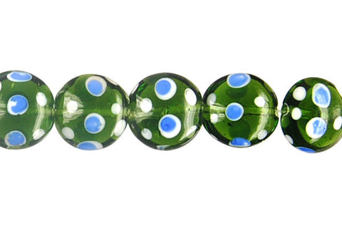 Art Foil Glass Button (Polka-Dotted Olive)