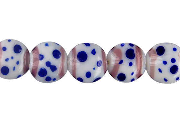 Art Foil Glass Button (Polka-Dotted Purple and Dark Blue)