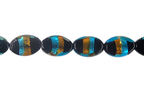 Art Foil Glass Flat Oval (Amber with Sky Blue)
