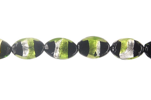 Art Foil Glass Flat Oval (Olive with White)