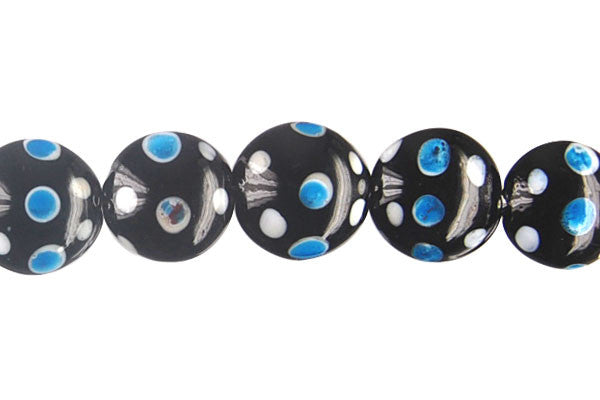Art Foil Glass Button (Polka-Dotted Black)