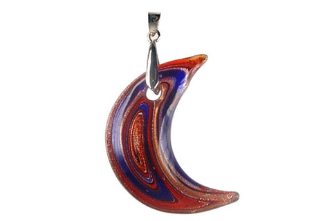 Pendant Murano Foil Glass Moon with Bail (Red)