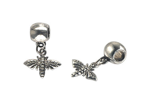 Silver-Plated Charm Bee (Antique Silver) 8x27mm