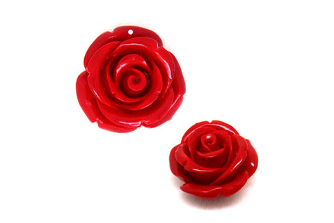 Pendant Synthetic Coral (Red) Rose