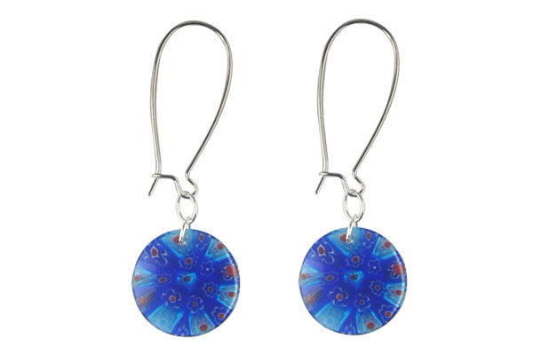 Millefiori Glass Earrings (Blue)
