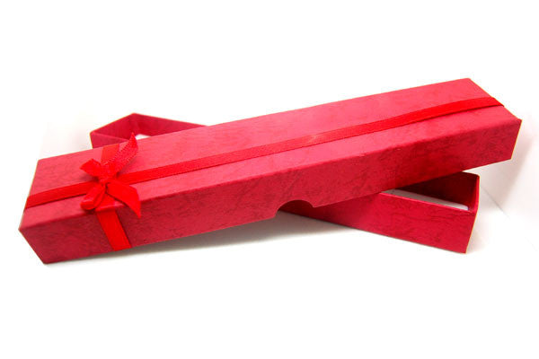 Paper Gift Box, Rectangle with Bowtie, Red, 40x200mm