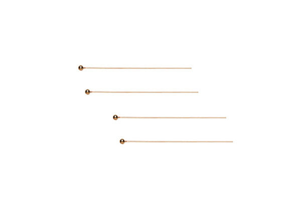 Gold-Plated 24-Gauge Head Pin w/Ball End, 1.5"
