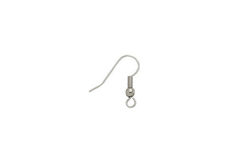 Imitation Rhodium Plated Ear Wire w/Coil and Ball, 19mm