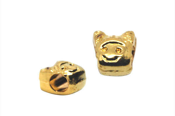 Metal Alloy Beads Girl Face (Gold), 9x10mm