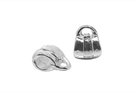 Metal Alloy Beads Hand Bag (Silver-Plated), 11x14mm