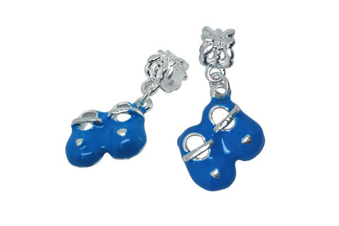 Silver-Plated Charm Blue Baby Shoes, 16x29mm