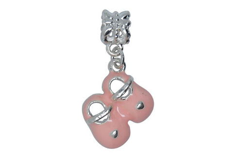 Silver-Plated Charm Pink Baby Shoes, 16x29mm