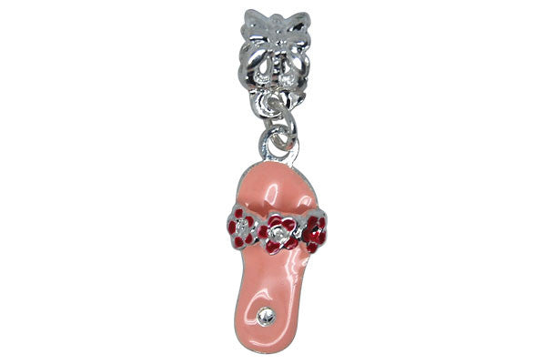 Silver-Plated Charm Pink Slipper, 10x34mm