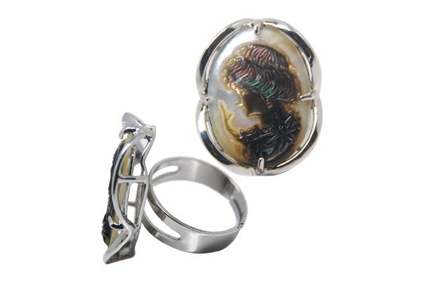 Silver-Plated Abalone Ring(size Adjustable)