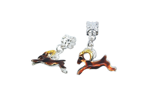 Silver-Plated Charm Link Antelope w/Brown & Yellow Enamel, 21x27mm