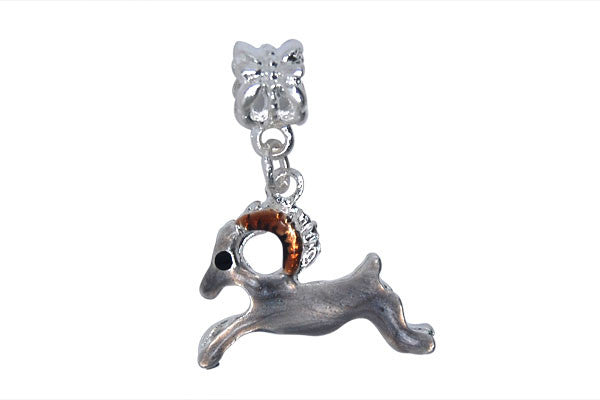 Silver-Plated Charm Link Antelope w/Grey & Brown Enamel, 21x27mm