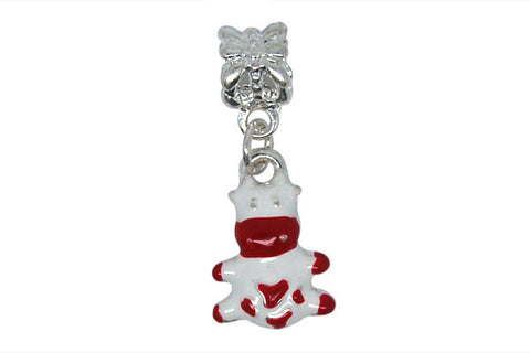 Silver-Plated Charm Link Cow w/White and Red Enamel, 17x28mm