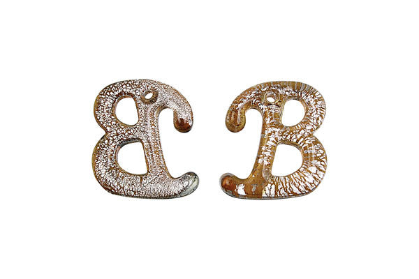 Bundle Deal - Pendant Murano Foil Glass Alphabet B (Amber), 20x25mm