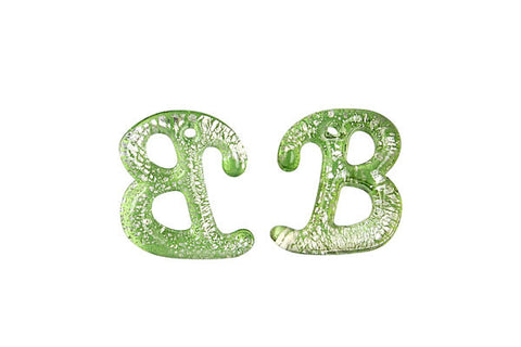 Bundle Deal - Pendant Murano Foil Glass Alphabet B (Green), 20x25mm