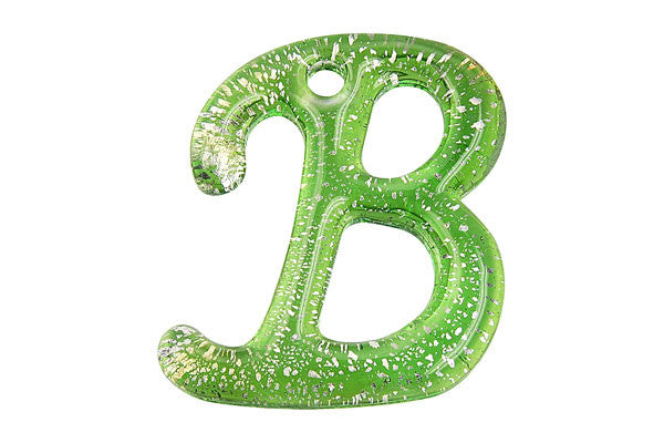 Bundle Deal - Pendant Murano Foil Glass Alphabet B (Green), 40x50mm
