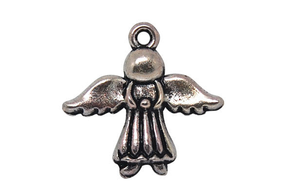 Silver-Plated Charm Angel (Antique Silver), 19x20mm
