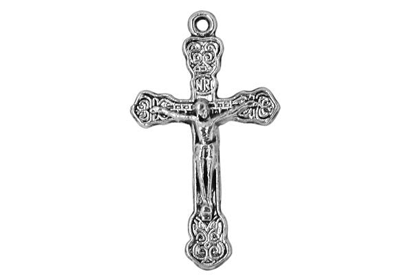 Silver-Plated Charm Cross (Antique Silver), 19x33mm