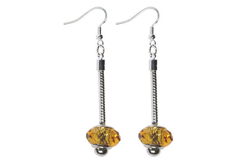 Pandora Style Earring, Silver-Plated w/Chinese Crystal Faceted Rondelle (Citrine)