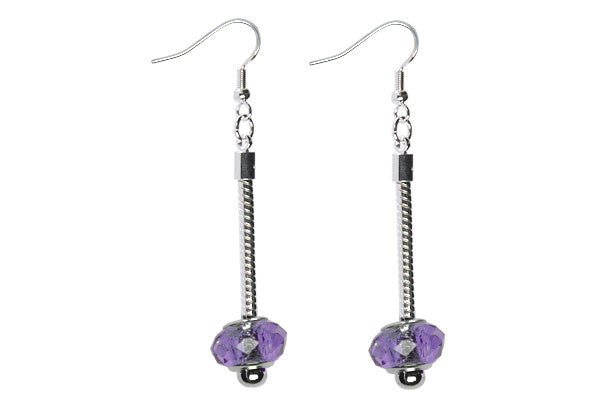 Pandora Style Earring, Silver-Plated w/Chinese Crystal Faceted Rondelle (Lavender)