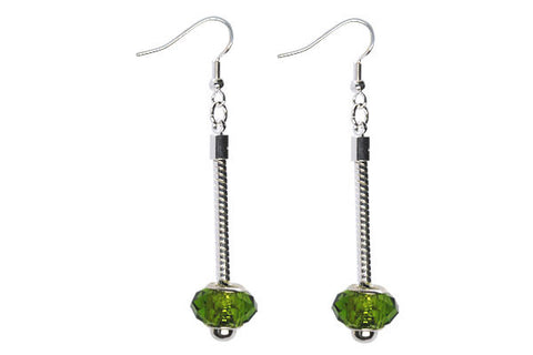 Pandora Style Earring, Silver-Plated w/Chinese Crystal Faceted Rondelle (Peridot)