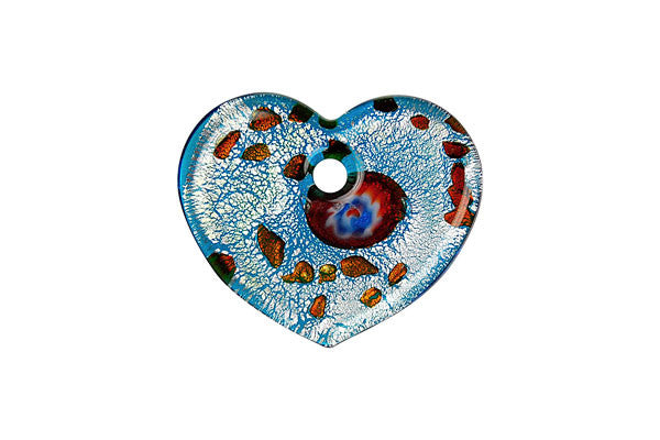 Bundle Deal - Pendant Murano Foil Glass Flat Heart (YHA06), 31x38mm