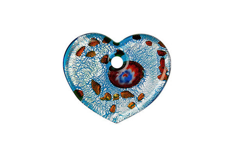 Bundle Deal - Pendant Murano Foil Glass Flat Heart (YHA06), 31x38mm