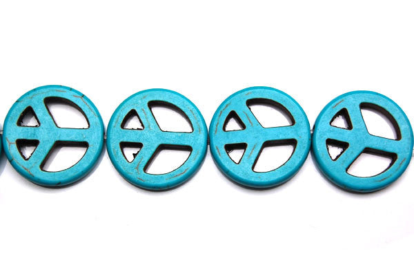 Howlite (Turquoise) Peace Sign Beads