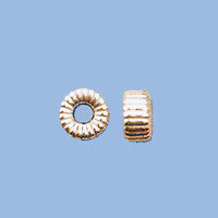 Sterling Silver Corrugated Rondelle Bead, 8.2x4.4mm