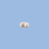 Sterling Silver Corrugated Oval Bead, 4.0x6.0mm