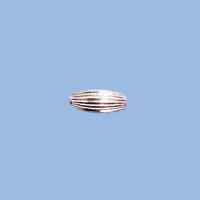 Sterling Silver Corrugated Oval Bead, 4.5x10.0mm