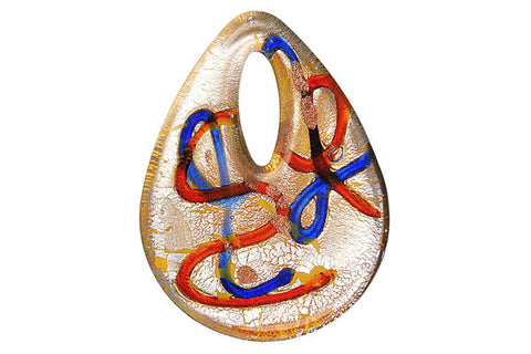 Pendant Murano Foil Glass Briolette Donut (YH02)