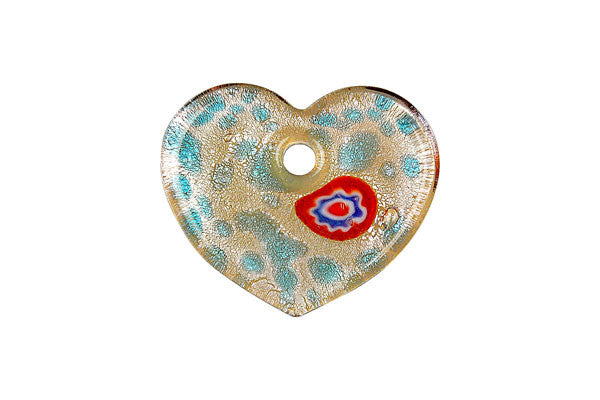Pendant Murano Foil Glass Flat Heart (YHA05)
