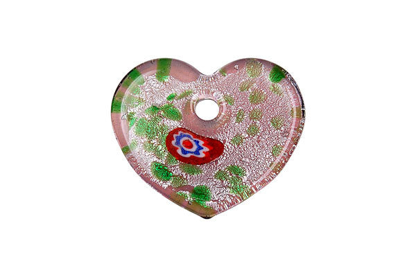 Pendant Murano Foil Glass Flat Heart (YHA04)