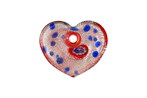 Pendant Murano Foil Glass Flat Heart (YHA03)