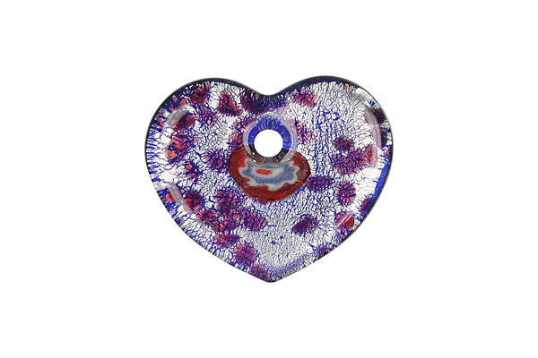Pendant Murano Foil Glass Flat Heart (YHA01)