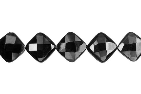 Sardonyx (Black) Faceted Diamond Square Beads