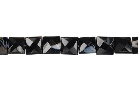Sardonyx (Black) Faceted Square Beads