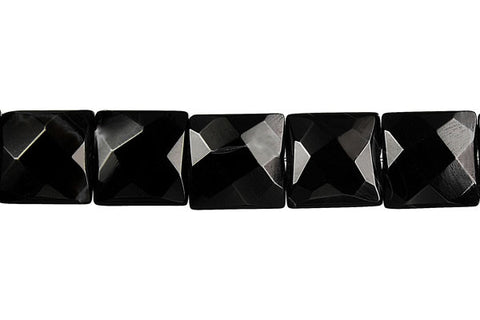 Black Onyx Faceted Square Beads