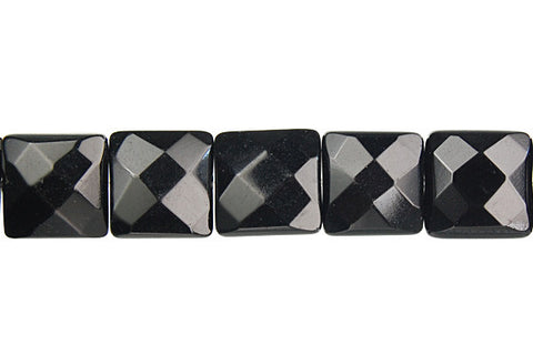 Black Onyx (AAA) Faceted Square Beads