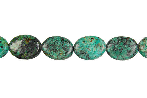 African Turquoise (Dark) Flat Oval Beads