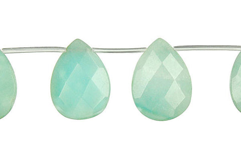 Amazonite Faceted Flat Briolette (Light) Beads