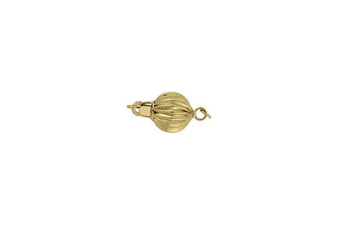 14K Gold Round Corrugated Bead Clasp, 6.0mm